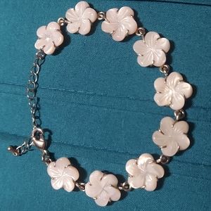 Pink Quartz Rose carved Bracelet #93